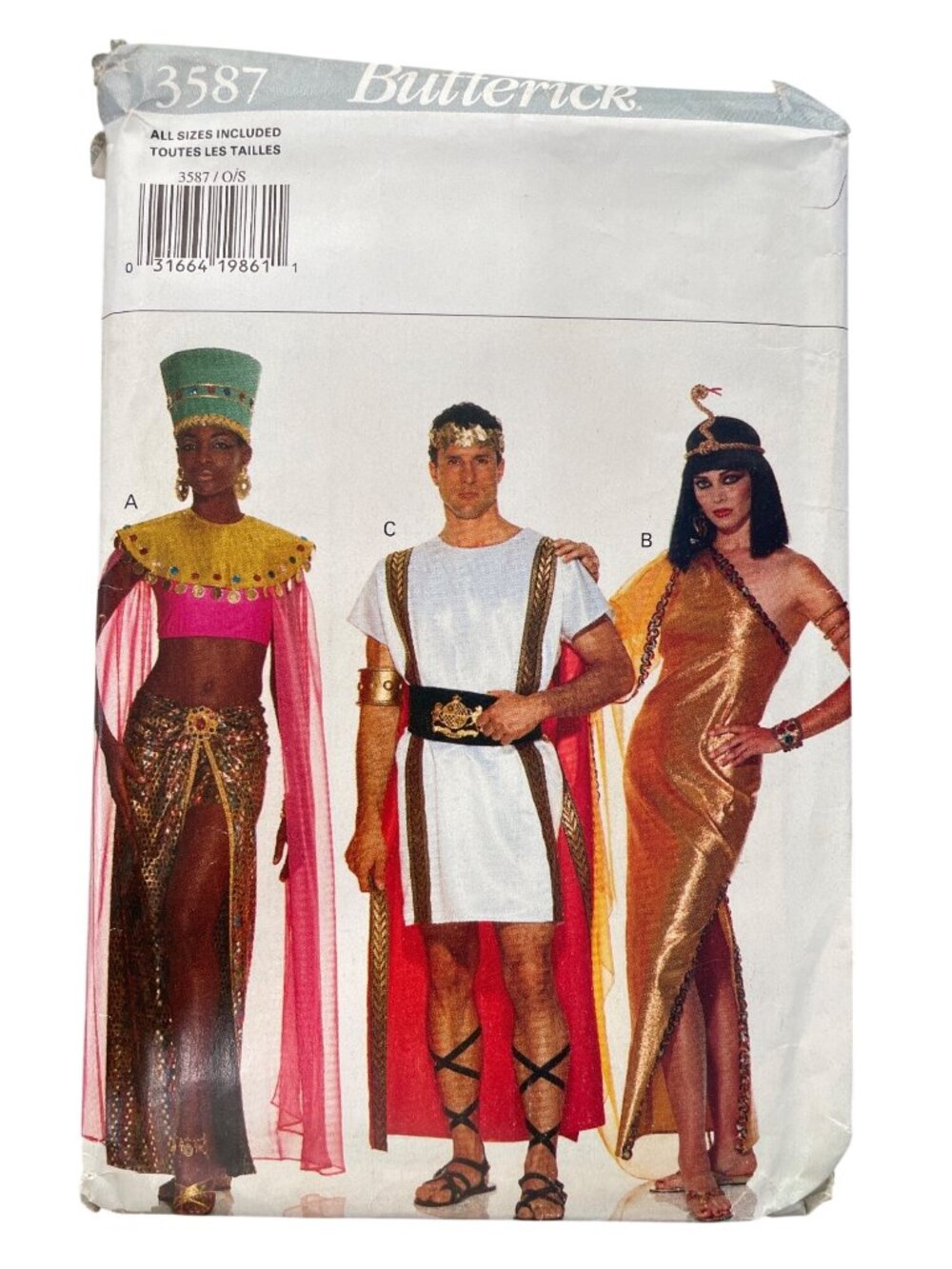 Vintage 90s Butterick 3587 Sewing Pattern One Size Adult Pharoh Cleopatra UNCUT